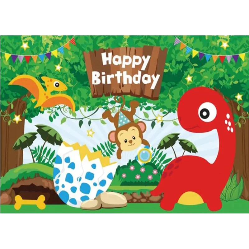 Happy Birthday Party ตกแต่งทารกแรกเกิดการถ่ายภาพฉากหลัง Props Photocall Baby Shower Excavator Photo Studio พื้นหลัง PK-17