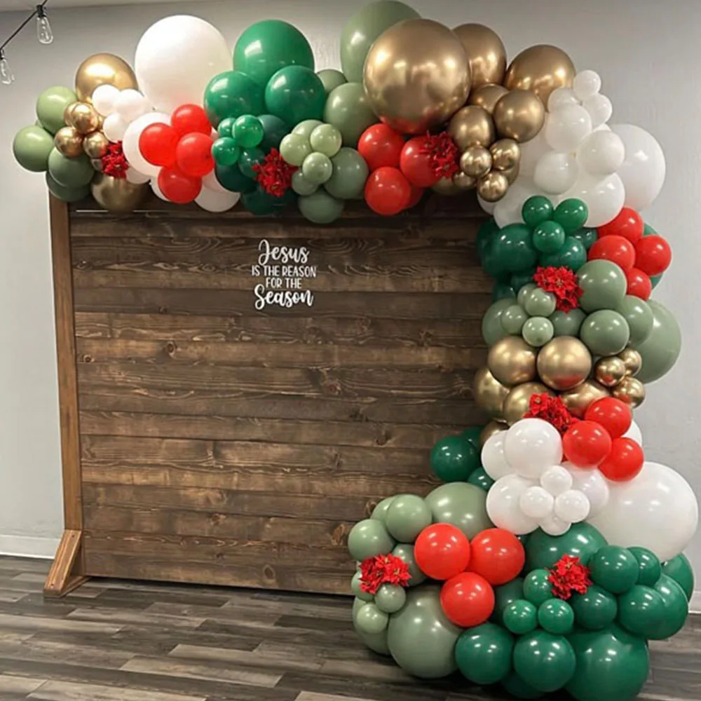 

132pcs Red Green White Gold Latex Balloons Arch Garland Kit Merry Christmas Xmas New Year Christmas Party Decor 2025