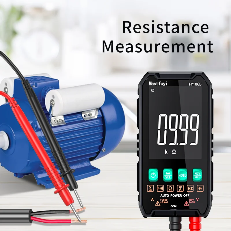 MASTFUYI Mini Digital Multimeter Smart Electrician Tester AC/DC Ammeter Voltmeter Capacitance Ohm Hz NCV Professional Multimetro