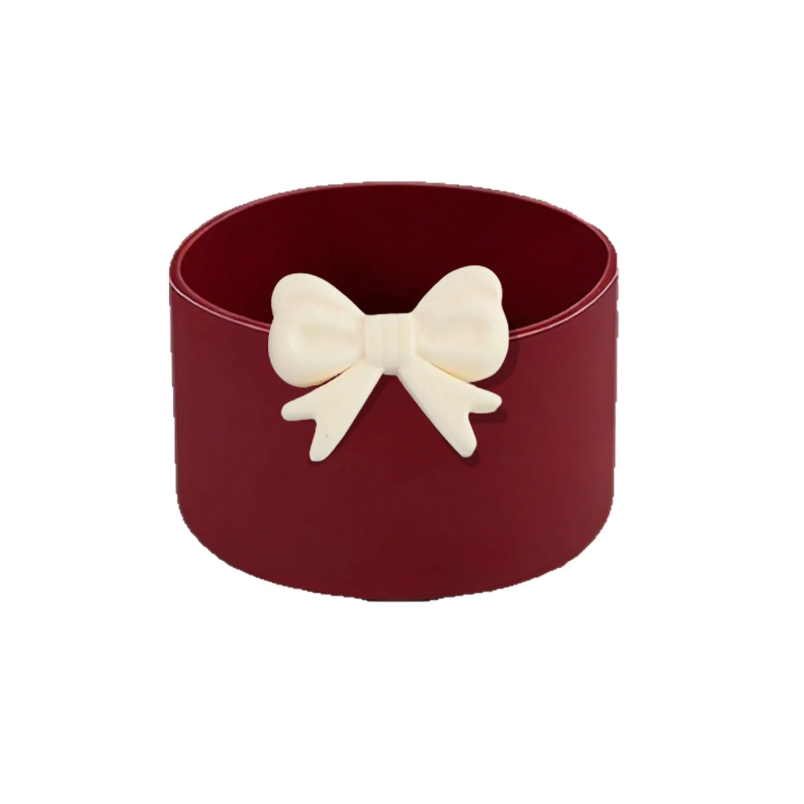 Heat-Insulating Silicone Cup Sleeve with Bow Decoration Anti-Collision 7.5cm Fits 30oz 40oz Cups Protective Cup Boot Mat