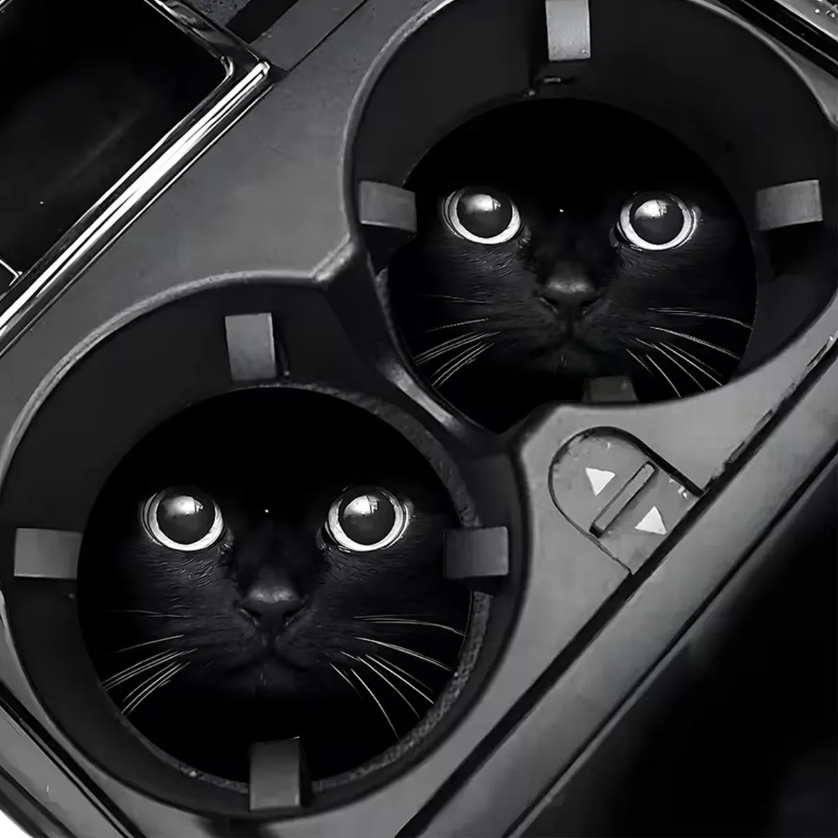2Pcs Black Cat Car Coaster Set, Anti-Slip Shock-Absorbing Cup Mat, Universal Fit for Vehicles, Car Interior Accessories, Durable