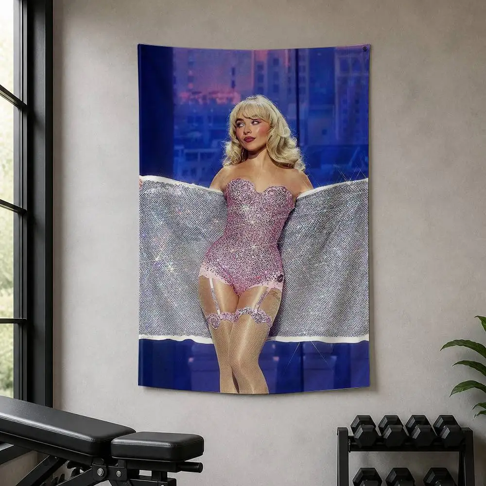 S-Sabrina Carpenter Decorative Hanging Flag with Grommets for Garage Bedroom Dorm Wall Decor