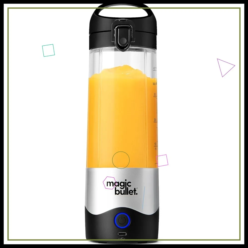 

Portable Blender 16oz Silver, USB Rechargeable Personal Smoothie Maker for On-the-Go Drinks