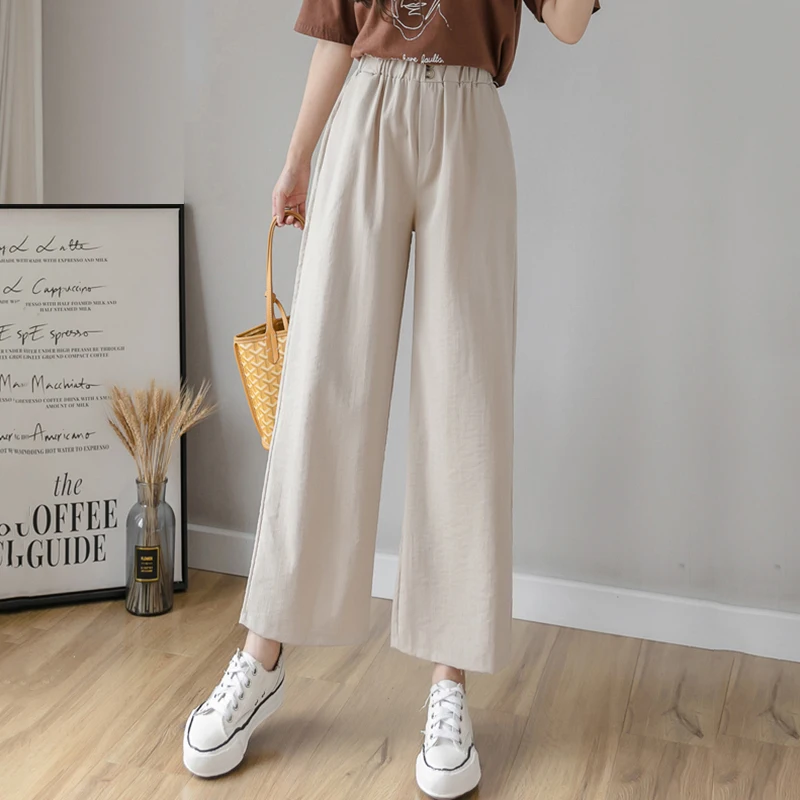 High Waist Wide Leg Pants Women's Casual Loose Fit Straight Cut Spring Autumn New Sle Junior High School Students Faionable