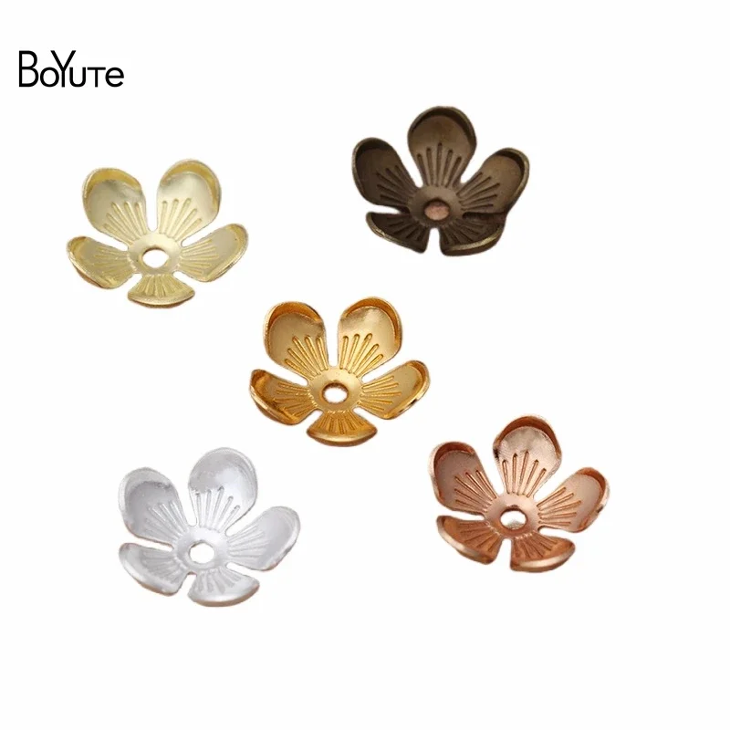 

BoYuTe (200 Pieces/Lot) Metal Brass Stamping 10MM Flower Bead Caps Diy Hair Jewelry Accessories Handmade Materials