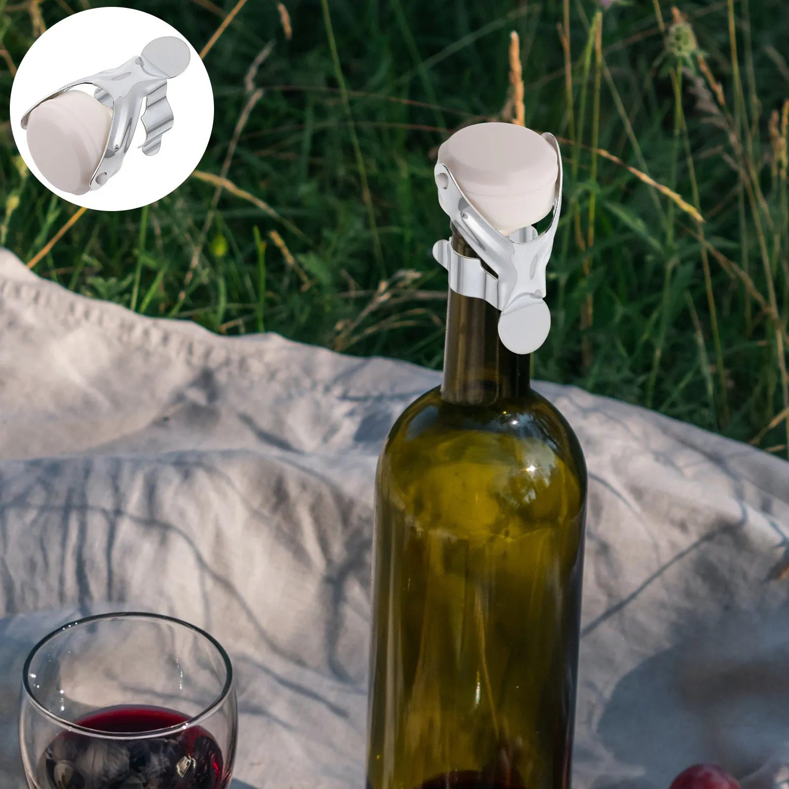 4Pcs Stainless Steel Wine Bottle Stopper Plug - Leak Proof Reusable Red Wine Sealing Plug for Glass Bottles - Freshness