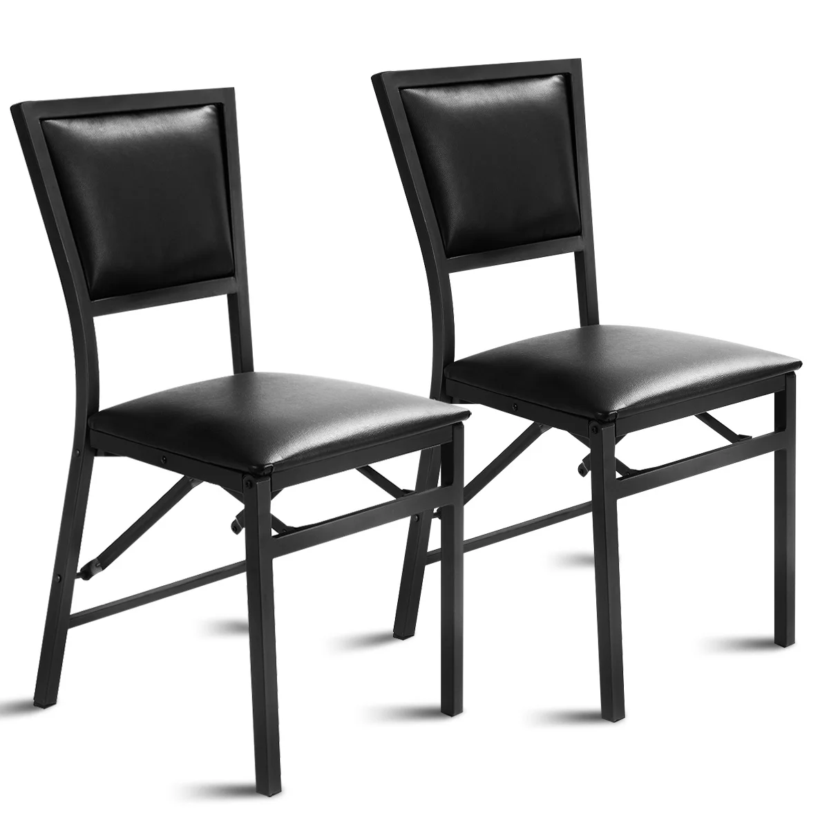 Set of 2 Folding Dining Chair Metal Frame Home Restaurant Furniture Portable