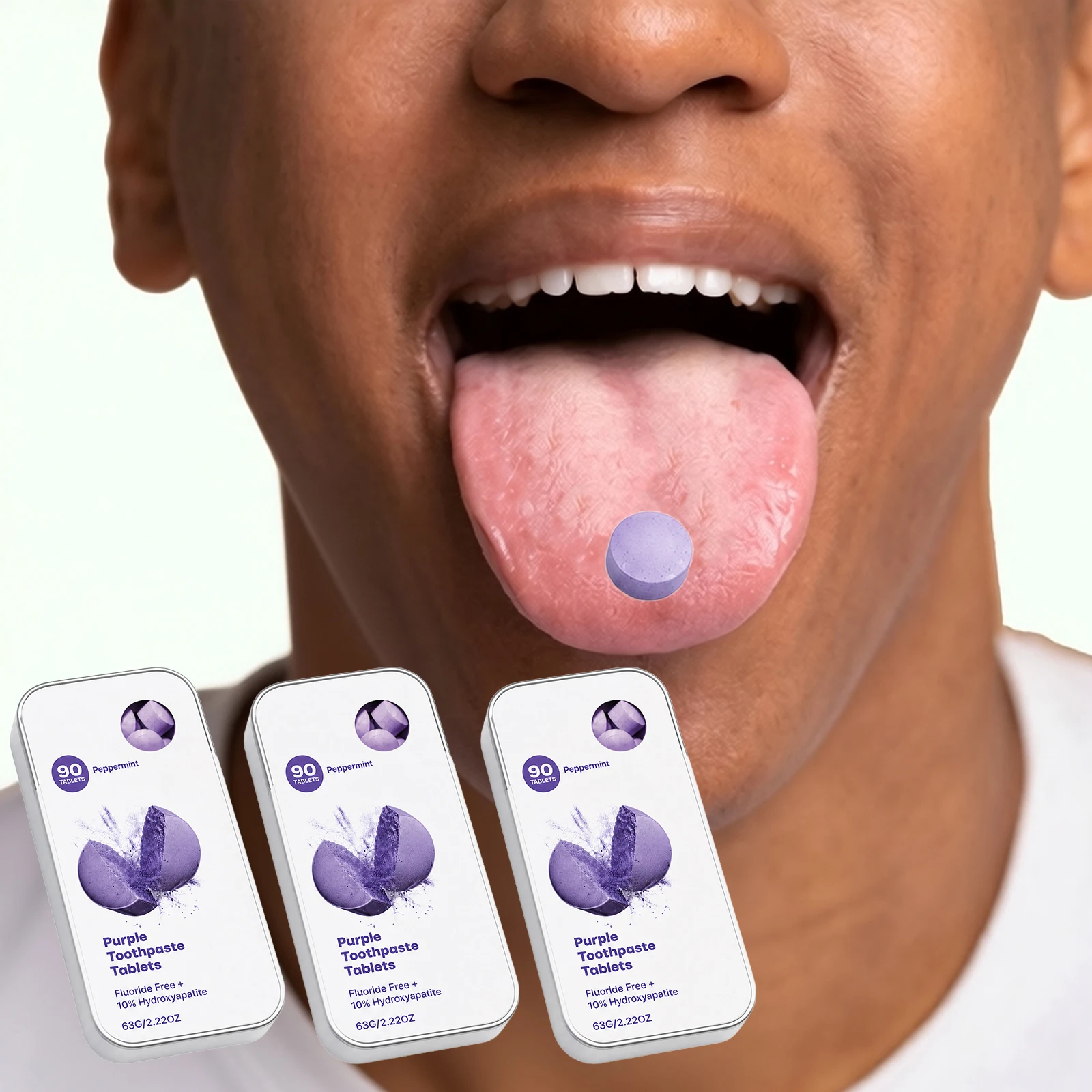 90 Tablets All-in-One Travel Mint Toothpaste Chewable Tablets Travel Toothpaste Deep Cleansing Tartar Long-Lasting Fresh Breath
