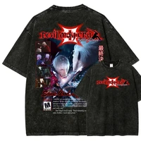 Camiseta Clásica Retro de Devil May Cry, Oferta en Periféricos, Estampado para Hombre y Mujer, Estilo Urbano, Camiseta Vintage de Algodón Lavado