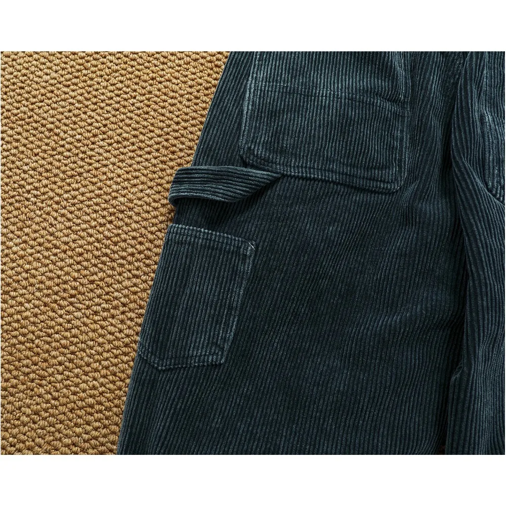 Heavy cotton corduroy casual pants for men in autumn and winter multi-pocket loose straight Japanese retro woodcutting pants - Image 5