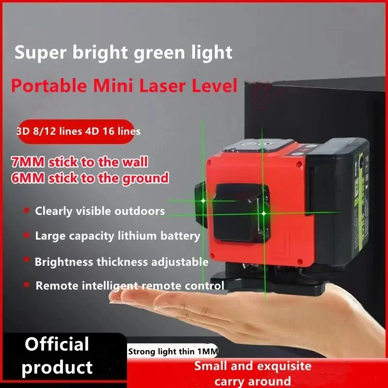 Mini 12/16 Lines 3D/4D Self-Leveling 360 Horizontal And Vertical Cross Super Powerful Green Portable Laser Beam Line