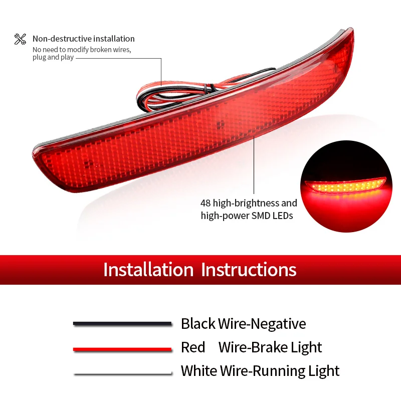 2 stücke Auto Rote LED Hinten Stoßstange Reflektor Schwanz Bremse Stop Licht Zubehör 63147158950/7625714988463 Für BMW X5 E70 M 2006-2013 – Detail 1