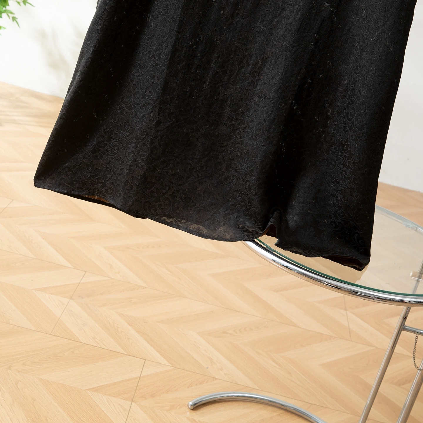 Winsleter-Women 100%Real Silk Watered Gauze Elegant Dress, O Neck Jacquard, Retro Commute Casual Dresses, 2025 Autumn D58406CC