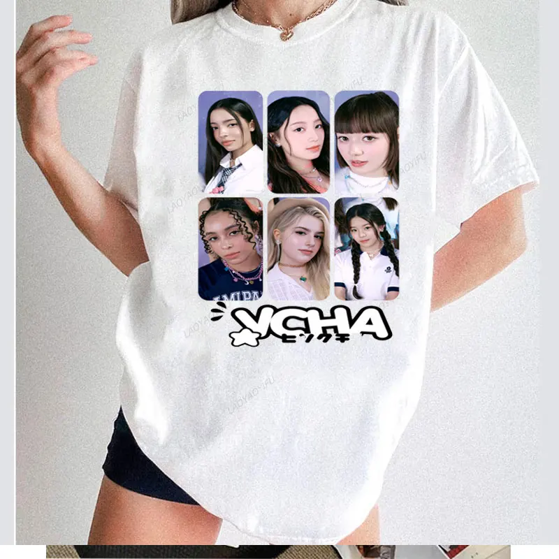 EUA K-POP Vcha Retrato Camiseta Algodão Casual Coreano Roupas Populares KG Kendall Keylee Camila Quente Novo Gráfico Impresso Camisetas