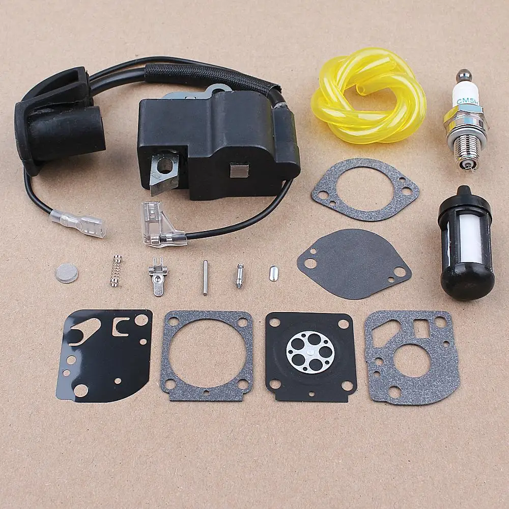 Kit de reparación de carburador de bobina de encendido, Kit de línea de filtro de combustible para motor Stihl FS87 FS90 FS100 HL100 HL95 KM90 HT100 KM100 KM130