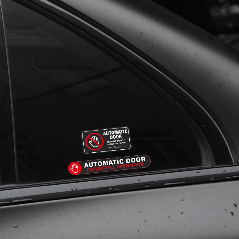 8Pcs Car Automatic Door Warning Sticker Transparent Decal Inside & Outside Do Not Touch Auto Door Safety Reminder Decor