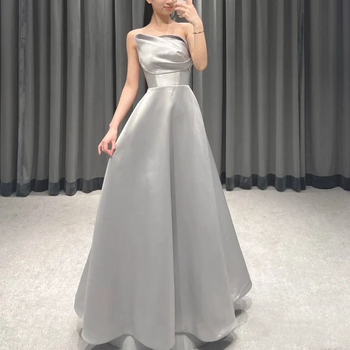 Women\'s Evening Party Dress Strapless Sleeveless A-line Long Skirt Dubai Banquet Gown Vintage Prom Dresses for Women Vestidos