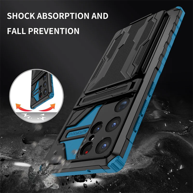 For Samsung Galaxy S23 Ultra 5G Case Shockproof Armor Stand Phone Cases For Samsung S23 + Plus S 23 Ultra Card Slot Back Cover