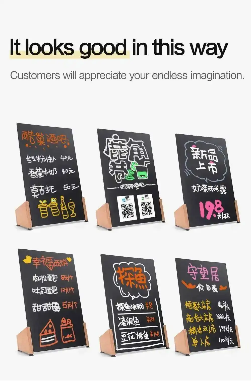 1PCS Handwritten Magnetic Black Board A4 with a Free Pen Sign Holder for Bar Restaurant Display