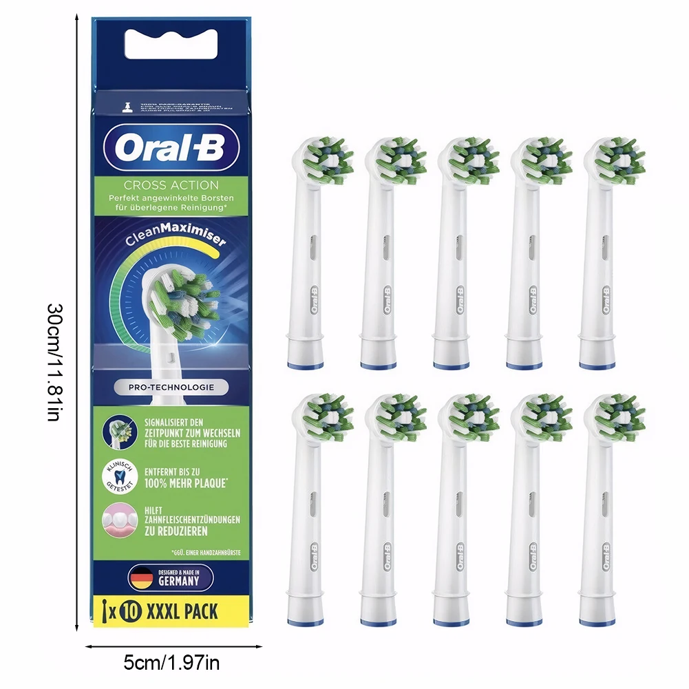 10 Pack White Electric Toothbrush Head Clean Maximiser Replacement Electric Toothbrush Heads for Oral-B Cross Action