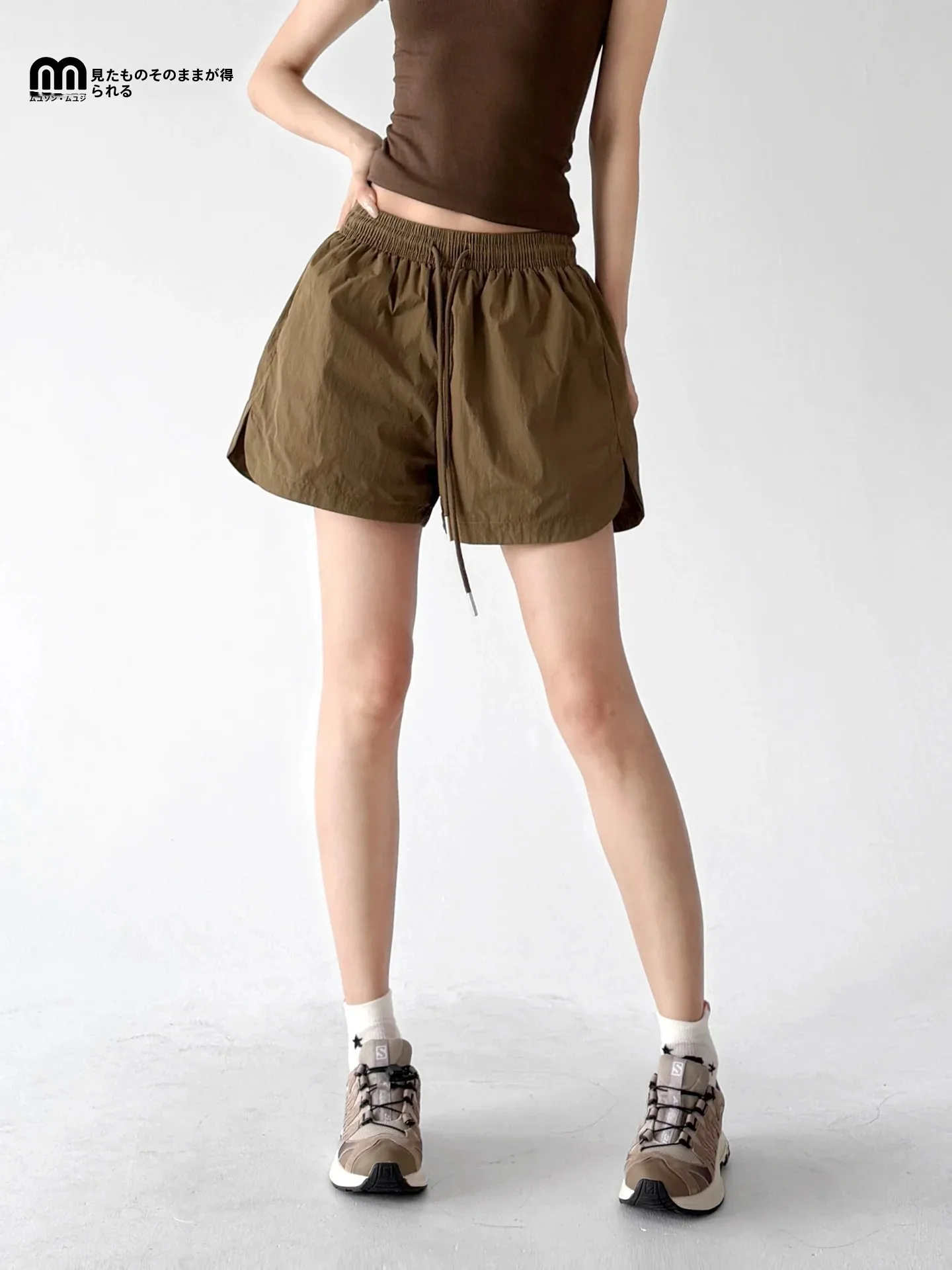 High Waist Sports Shorts Women's Loose Casual High-End Quick Dry Pants Stylish Summer 2026 Commute Polyester Straight Leg