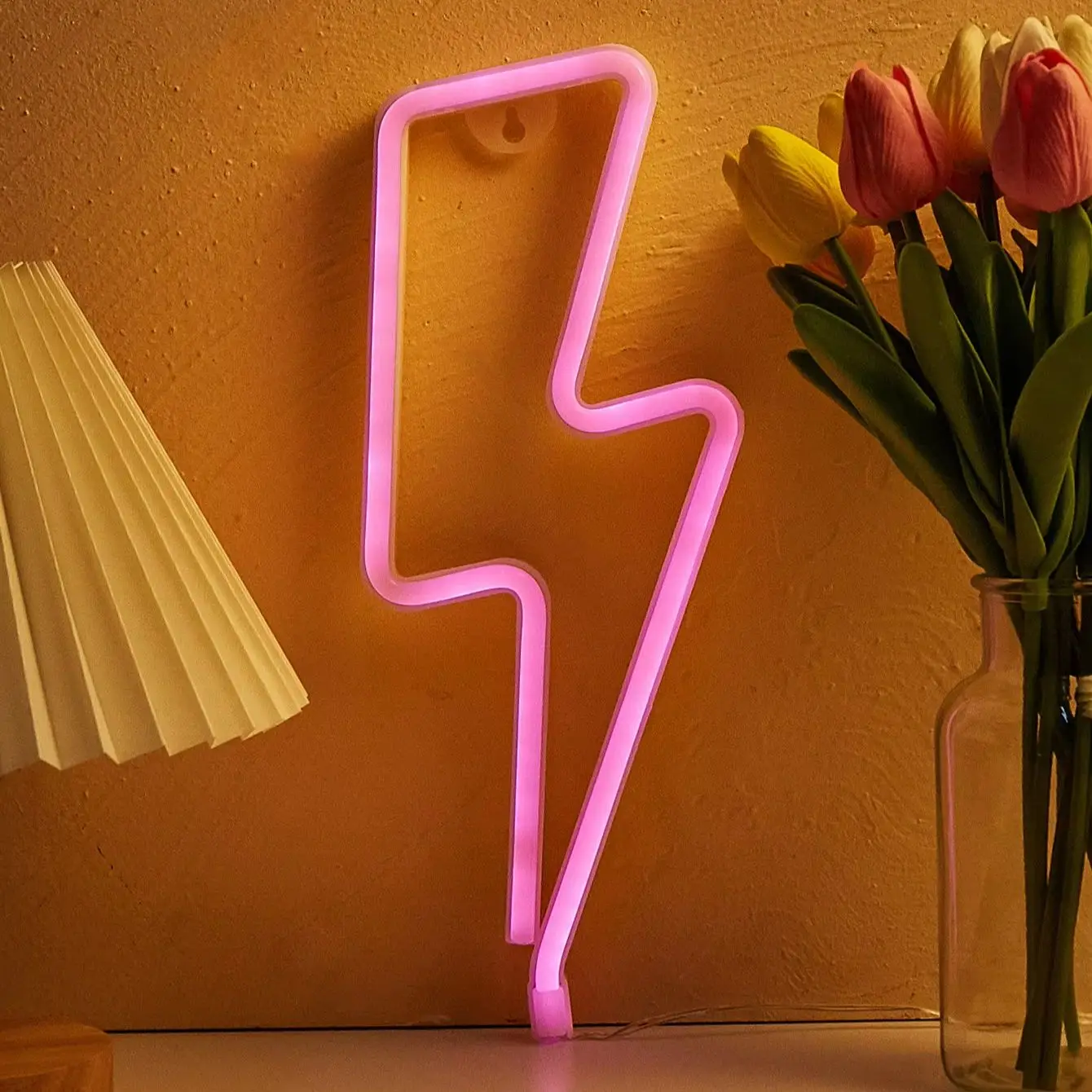 LED Neon Lightning Cool Wall Decor Light, Battery or USB Powered - Dual Power, Bedroom, Party, Wedding, Game Room, Perfect Gift