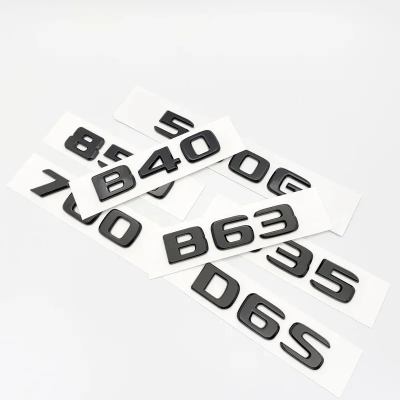 Letras pretas brilhantes 550g 4x4 850 550 d35 b40 d6s b63 emblema para mercedes benz brabus g carro fender tronco traseiro w464 logotipo adesivo