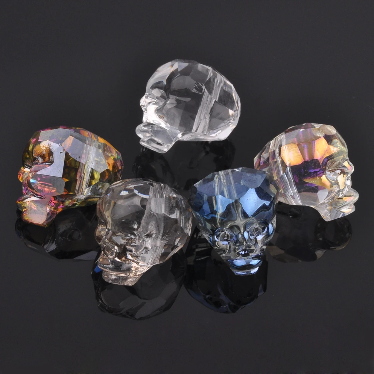 5 stücke 14mm Schädel Kopf Facettierte Kristall Glas Lose Perlen für Schmuck, Die DIY Handwerk
