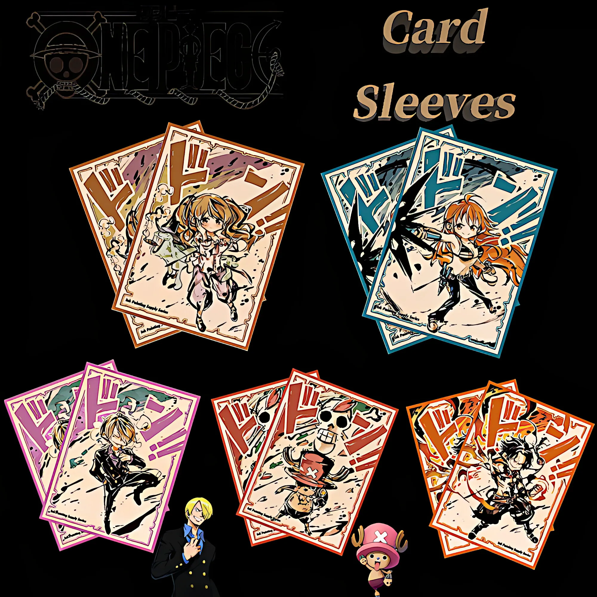 

Anime One Piece Card Sleeves Laser Holographic Nami Joba Sanji Ace PTCG card Protector Sleeves Suitable for MGT/PTCG/OPCG Card