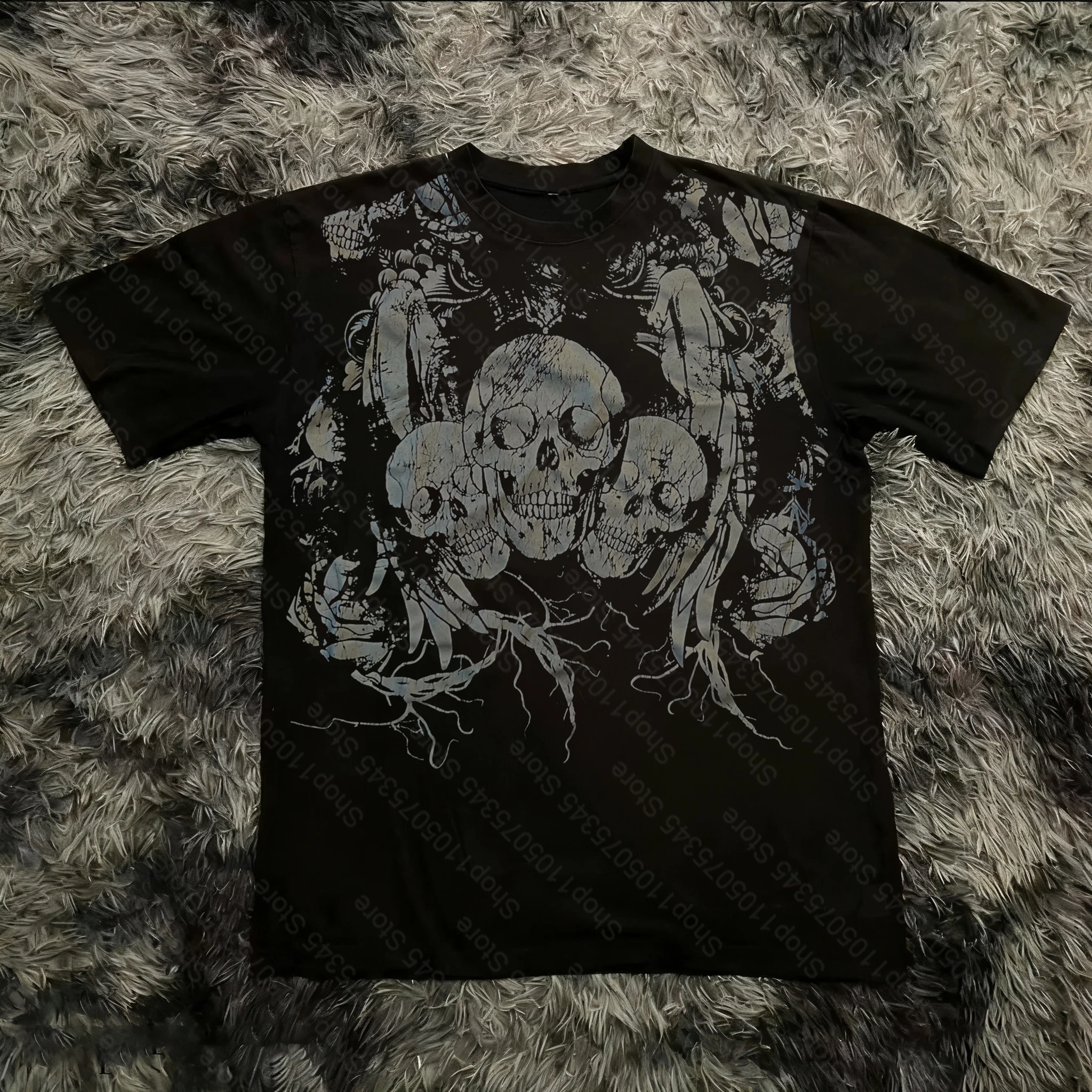 Retro Classic Gothic Style T-shirt Print Oversized Shirt High Street Shirts Gothic Round Neck Cotton Tops New Mens Women T Shirt image 6