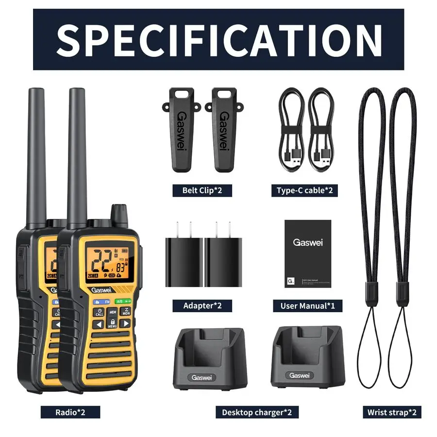 أجهزة اتصال لاسلكية GMRS طويلة المدى للبالغين، راديو ثنائي الاتجاه، مصباح يدوي، 60 قناة أمبير 121 رمز الخصوصية، تنبيه الطقس NOAA، VOX،