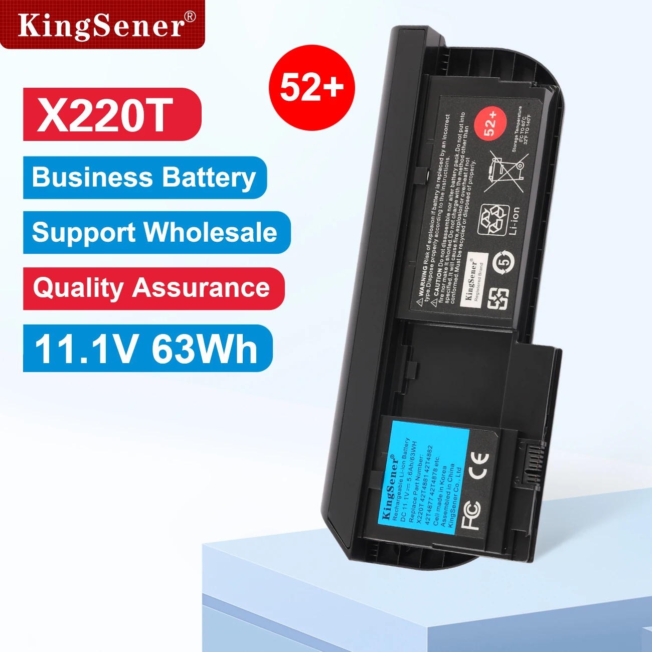 KingSener Korea Cell Laptop Battery For Lenovo ThinkPad X220T Series Tablet 42T4881 42T4882 42T4877 42T4878 52+ 11.1V 5600mAh