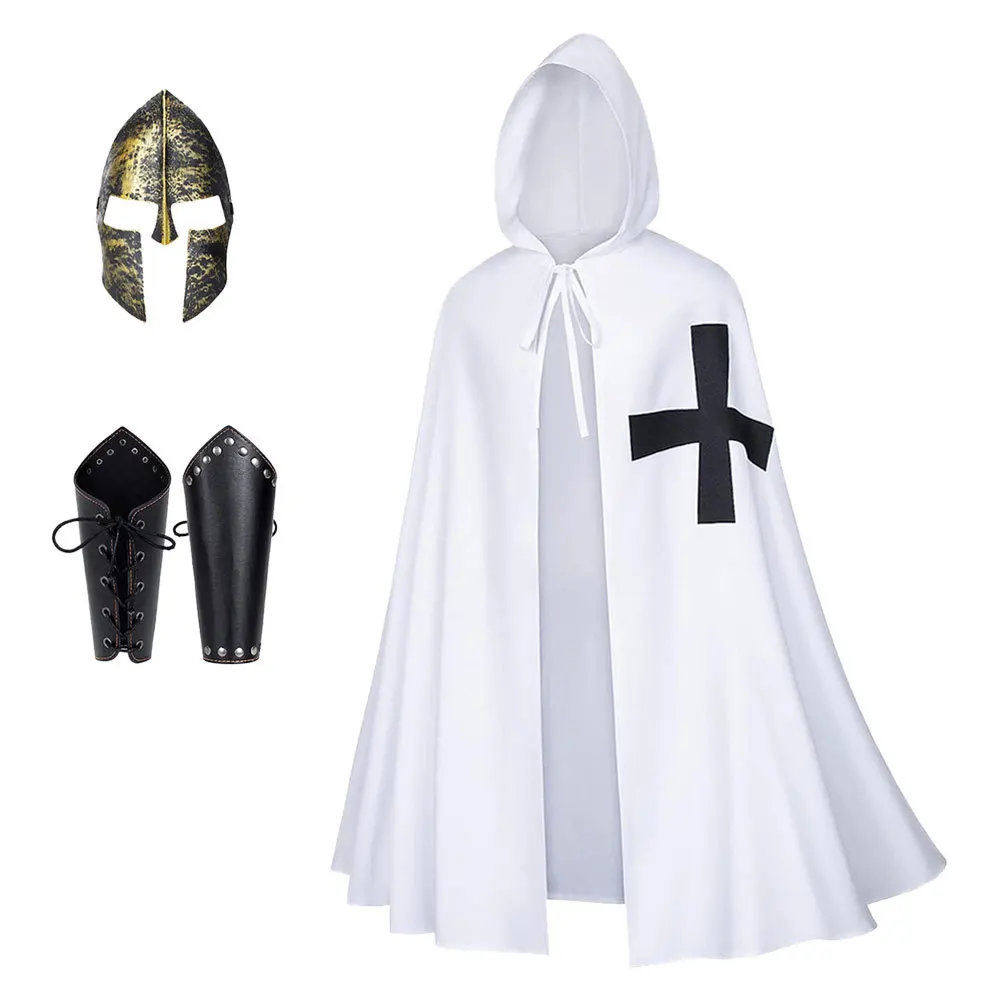 Robe medieval templário crus loween cosplay role-plang brasão de armas traje étnico feminino traje de palco