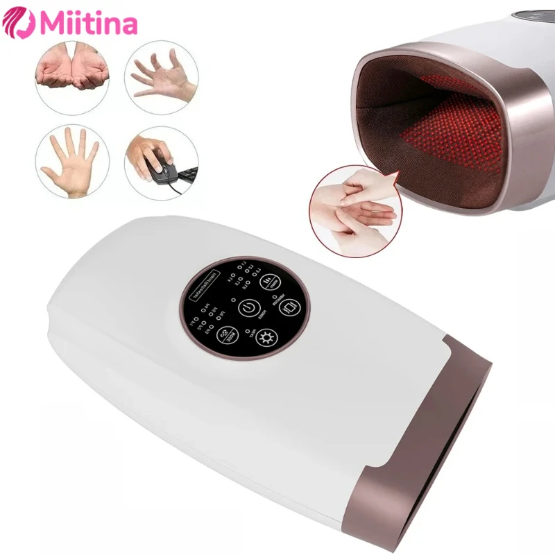

Electric Hand Massage Machine with Heat Mini Air Compression Cordless Palm Air Pressure Acupoint Muscle Relaxer Finger Spa Care