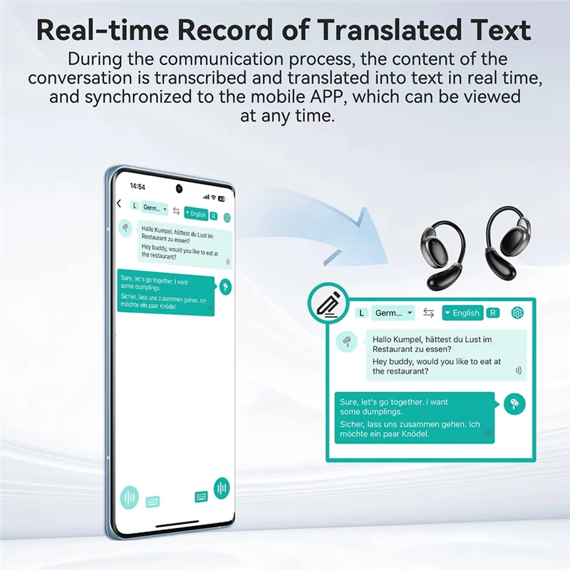 

B03B-Language Translator Earbuds Earphones 150 Languages Instant High Accuracy Portable White