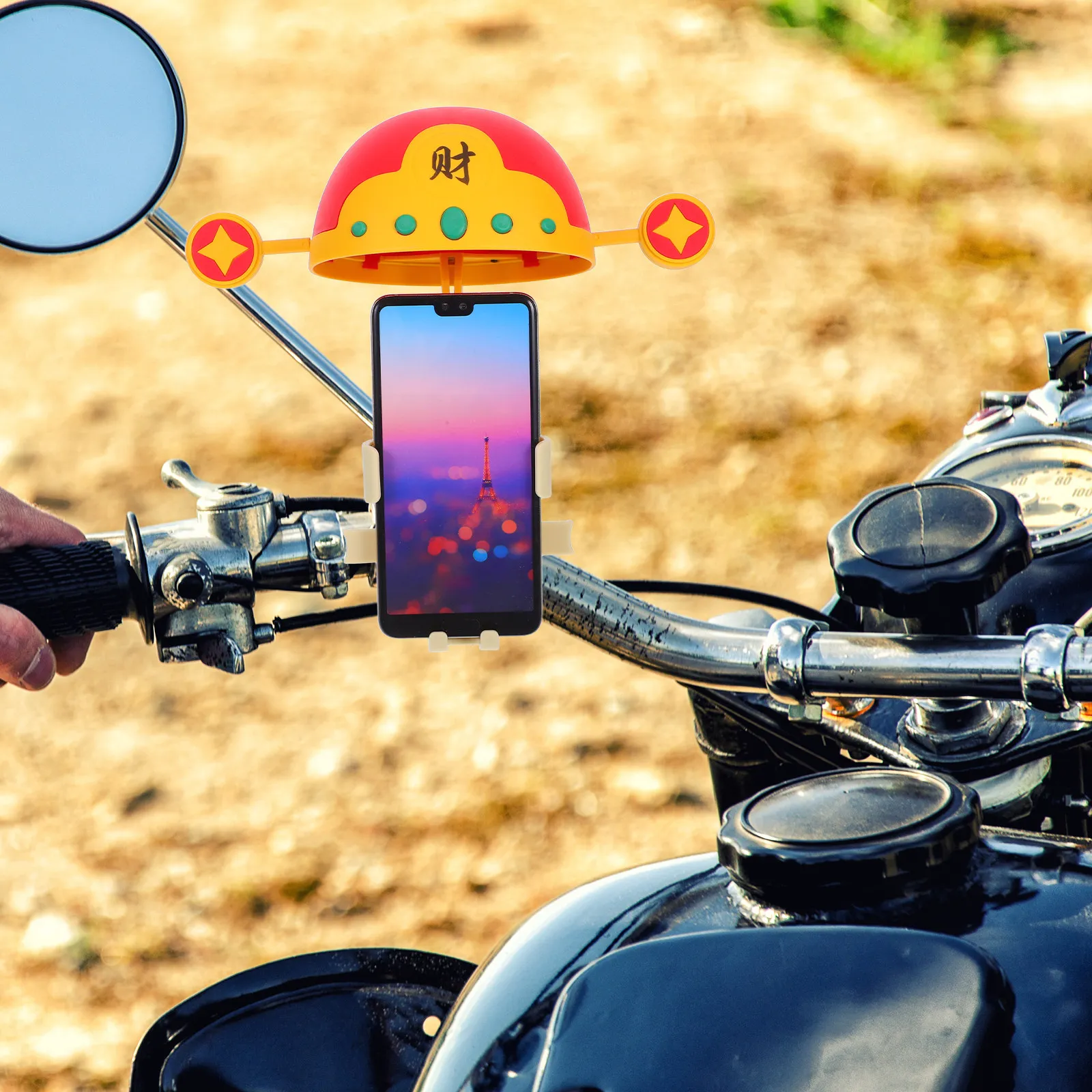 Bike Phone Holder Chinese Style Bicycle Handlebar Mount Sunshade Motorcycle Navigation Stand Support for Mountain Bikes Scooters