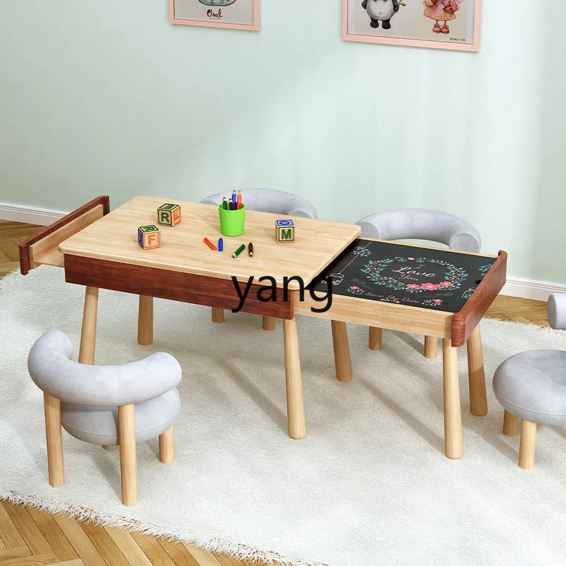 CX Elementary School Student Solid Wood Desk Table and Chair Suit Bedroom Children Telescopic Table Computer Table and Chair