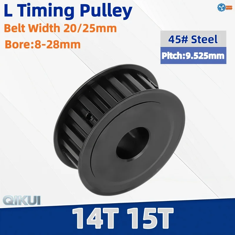1pc 14 15 Teeth L Timing Pulley 14T 15T 45# Steel Synchronous Wheel Bore 8/10/12/14/15/16/17-28mm for Belt Width 20/25mm AF Type