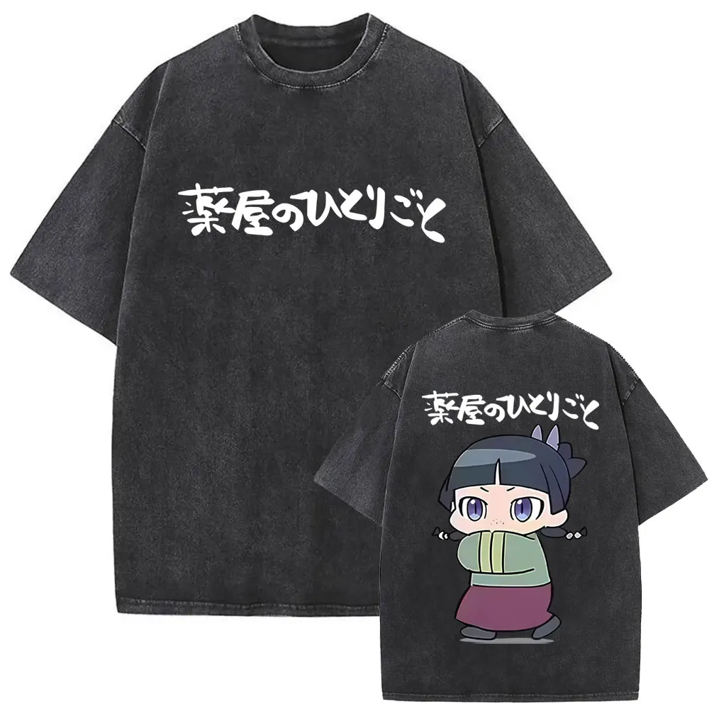 

Washed Vintage Anime The Apothecary Diaries Maomao Double Sided Print T Shirts Men Women Casual Cotton Retro Oversized T-shirt