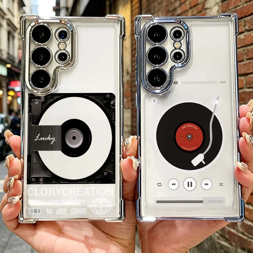 Lucky Disk Drive Cover For Samsung Galaxy S26 S25 S24 FE S23 S22 S21 Edge Ultra Plus Transparent Soft Phone Case
