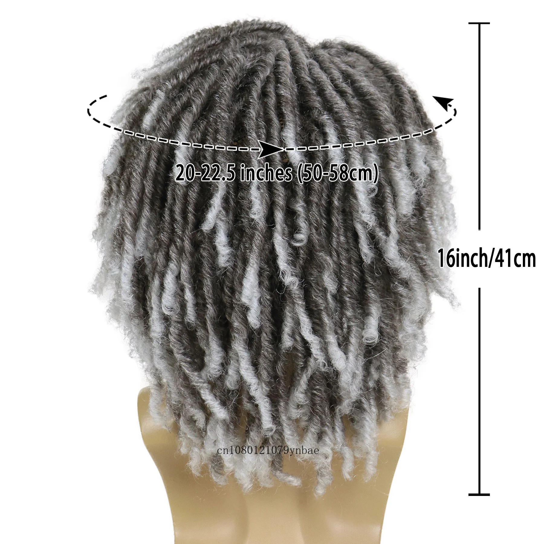 Parrucca grigia Ombre da uomo parrucca Cosplay sintetica per capelli corti con frangia acconciature DreadLock parrucche scoppiettanti Hip-Hop