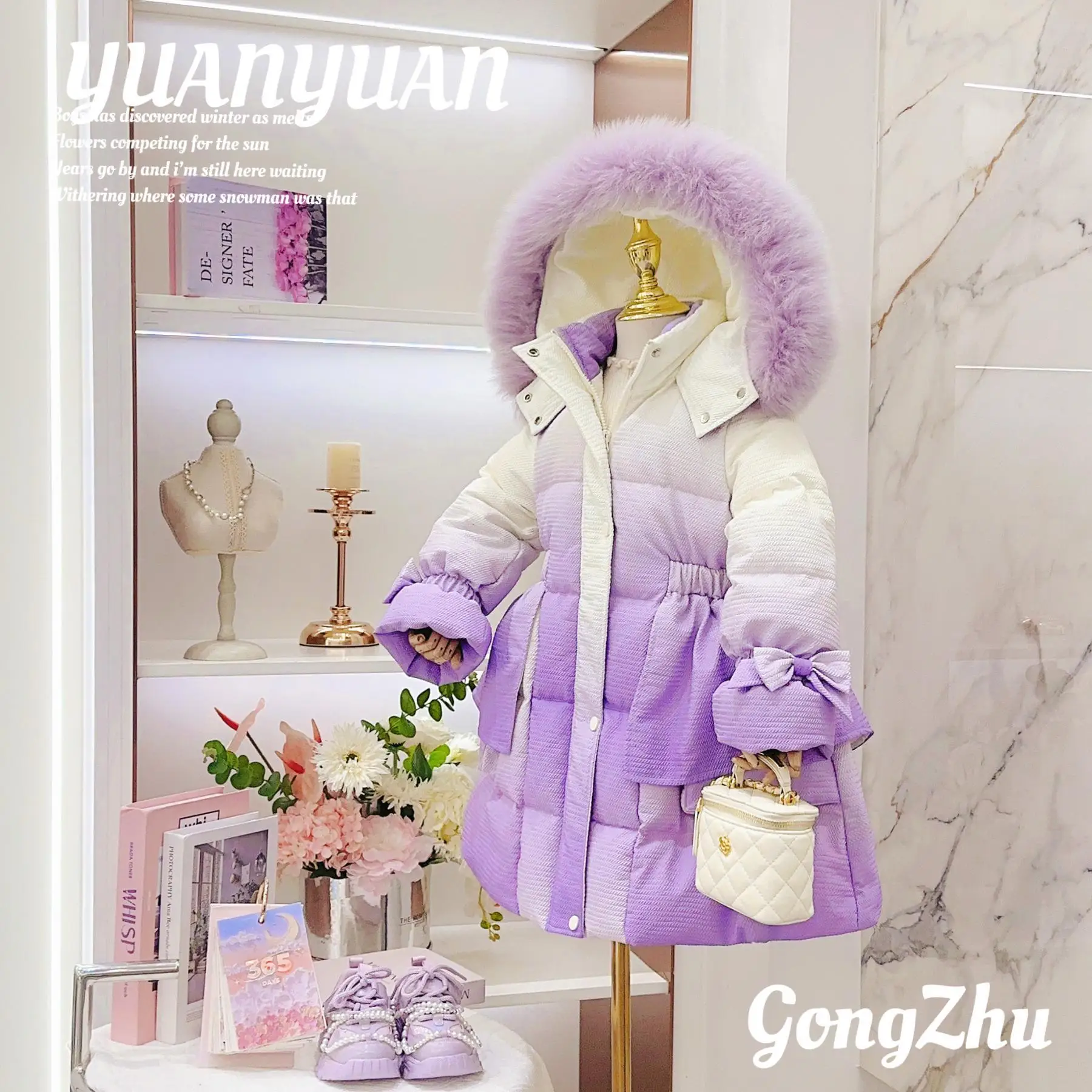 My Melody Girls piumino sanirios Kuromi giacca imbottita in cotone Slimwaist Fur parka lunghi Ultra spessi vestiti invernali per bambini caldi