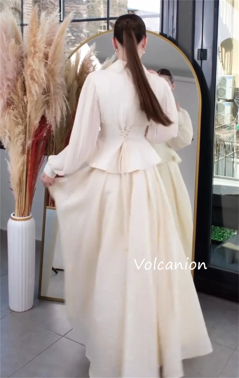 Customized Pastrol Pleat Sequined A-line High Collar Long Dresses Bespoke Occasion High Quality Simple