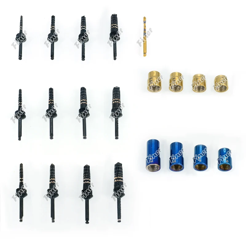 21Pcs Dental Osseodensification Bur Drills with Stoppers Parallel Pins Black Titanium Dental Surgical Implant Drills