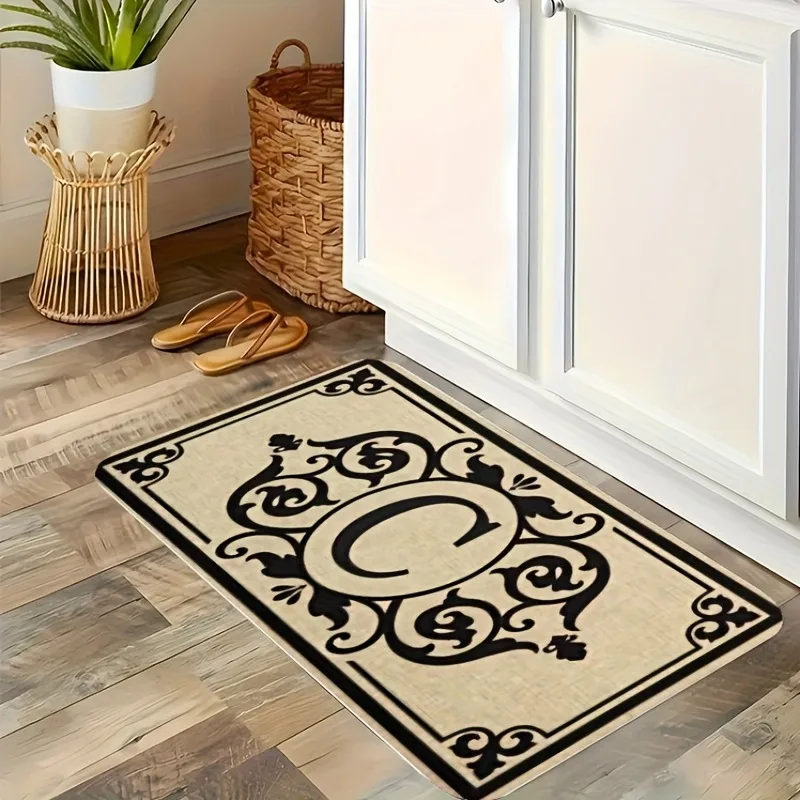 

1PC 'C' -Inspired Geometric Kitchen Rug Non-Slip Door Mat Pop design Bathroom Rug Bath Mat Carpet for Home Sink Laundry Decor