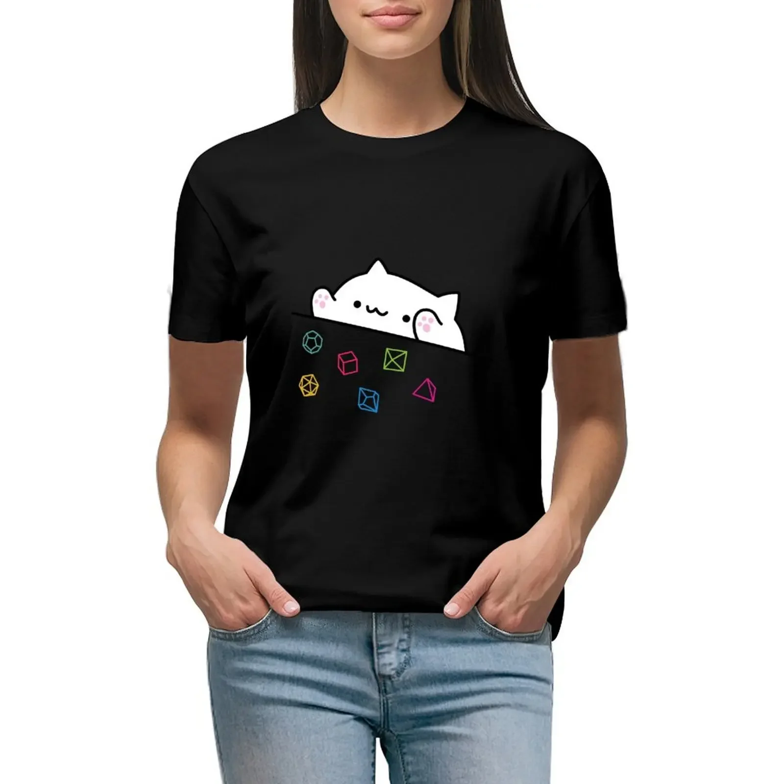

Dice Cat DnD T-Shirt cute tops summer clothes new edition rock and roll t shirts for Women