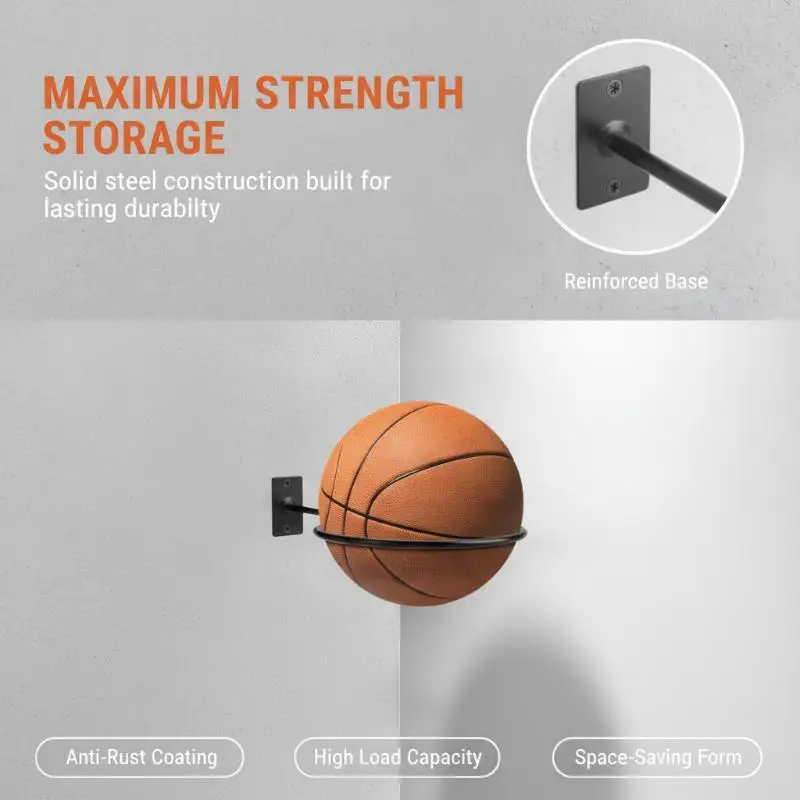 Wandmontiertes Basketball-Aufbewahrungsregal, langlebiges Metallregal zur Präsentation von Fußbällen, einfache Montage für Kinderzimmer, Garage, Sportausrüstungshalter. – Detail 13