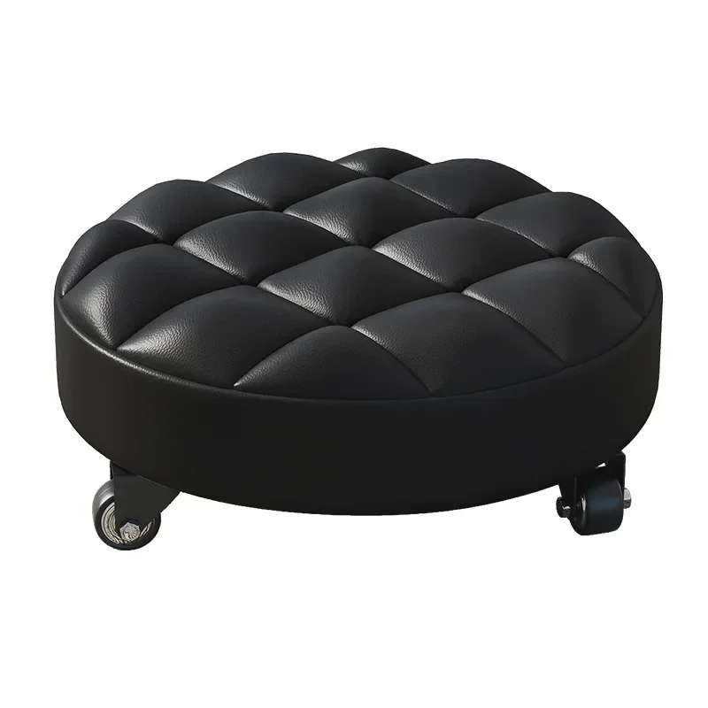 Household Round Pouf Massage Chair Pulley Stool Universal Wheel Low Stool With Roller Move Wipe The Ground Bench Round Stool