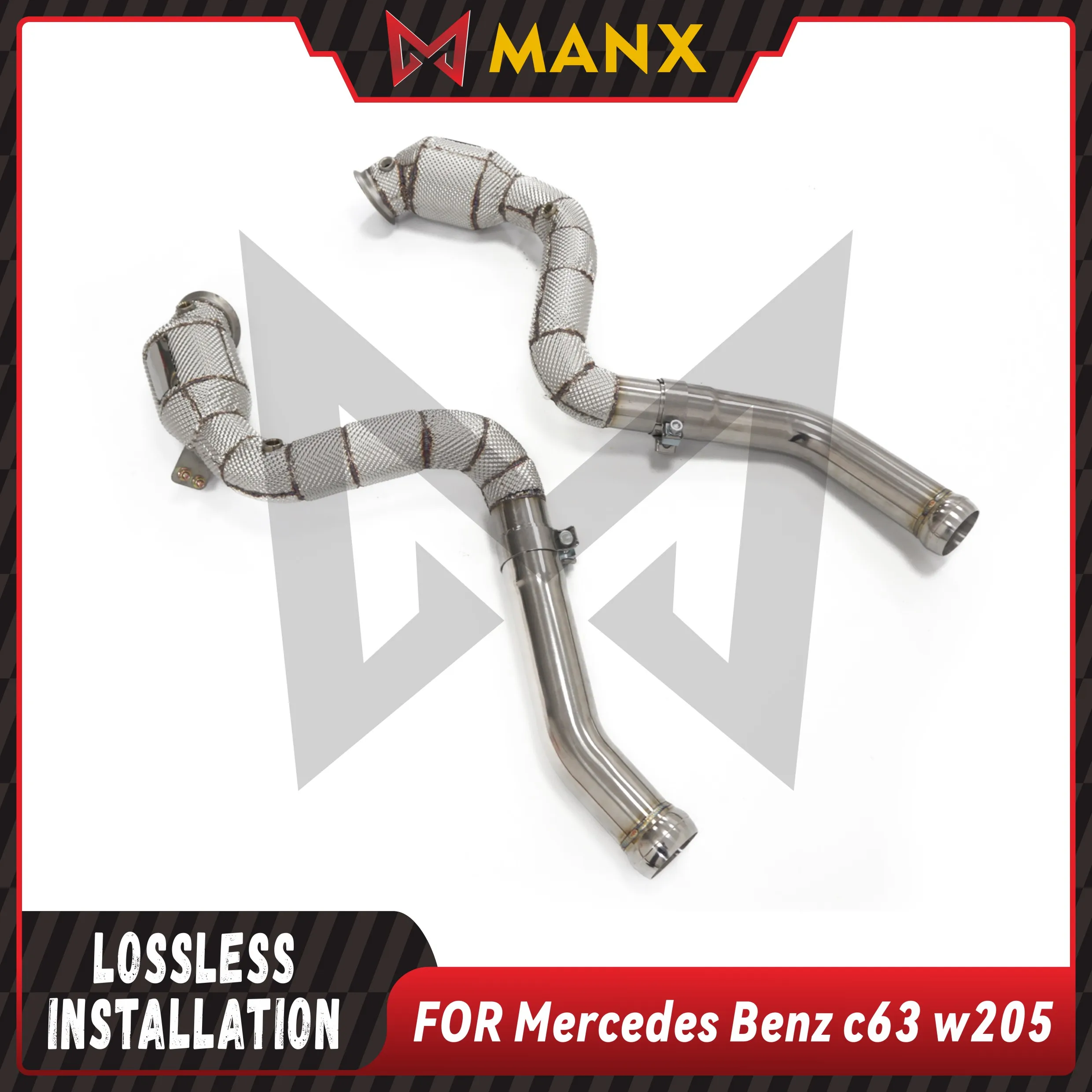 MANX SUS Downpipe Suitable for Benz W205 C63 with heat shield Performance Exhaust System Lossless installation