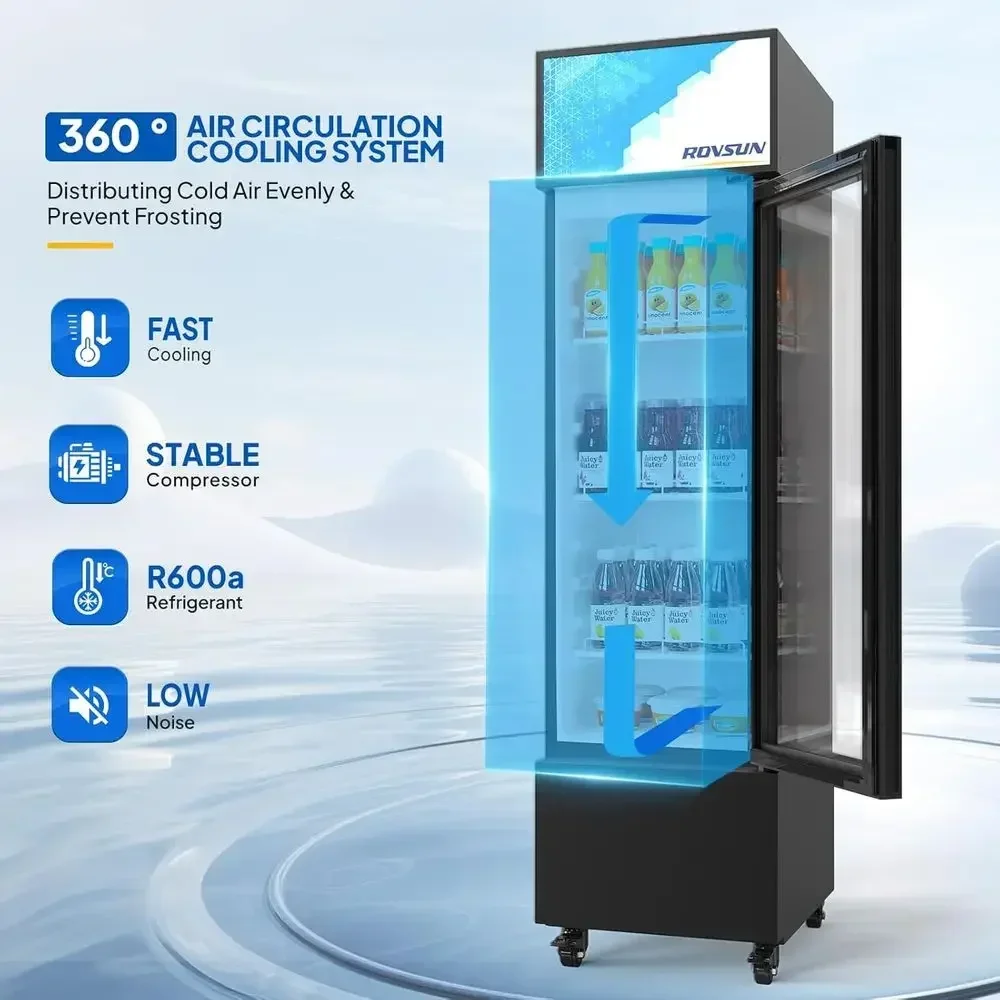 6 Cu.t Commercial Beverage Rerigerator ETL NS, Slim Mercher Rerigerator Display Rerigerator Beverage Cooler Glass Door ridge w/A